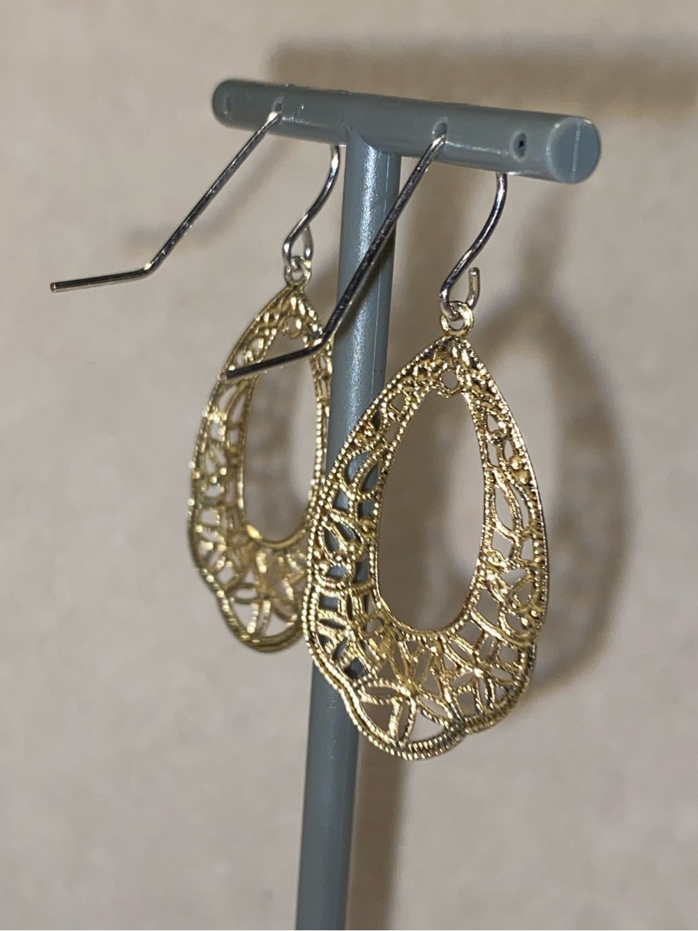 Filigree Teardrop Dangle Earrings in Gold - Women's Jewelry